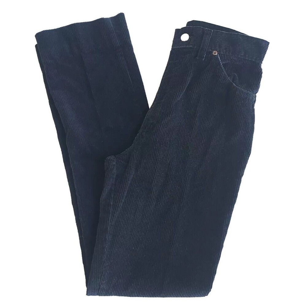 Vintage Chic H.I.S. Black Corduroy High Waist Straight Leg Mom Jeans Size 10/11